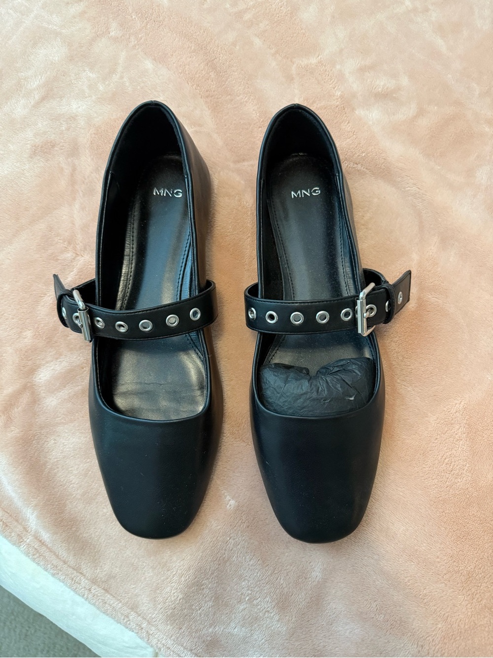 Mango black studded Mary Jane flats
